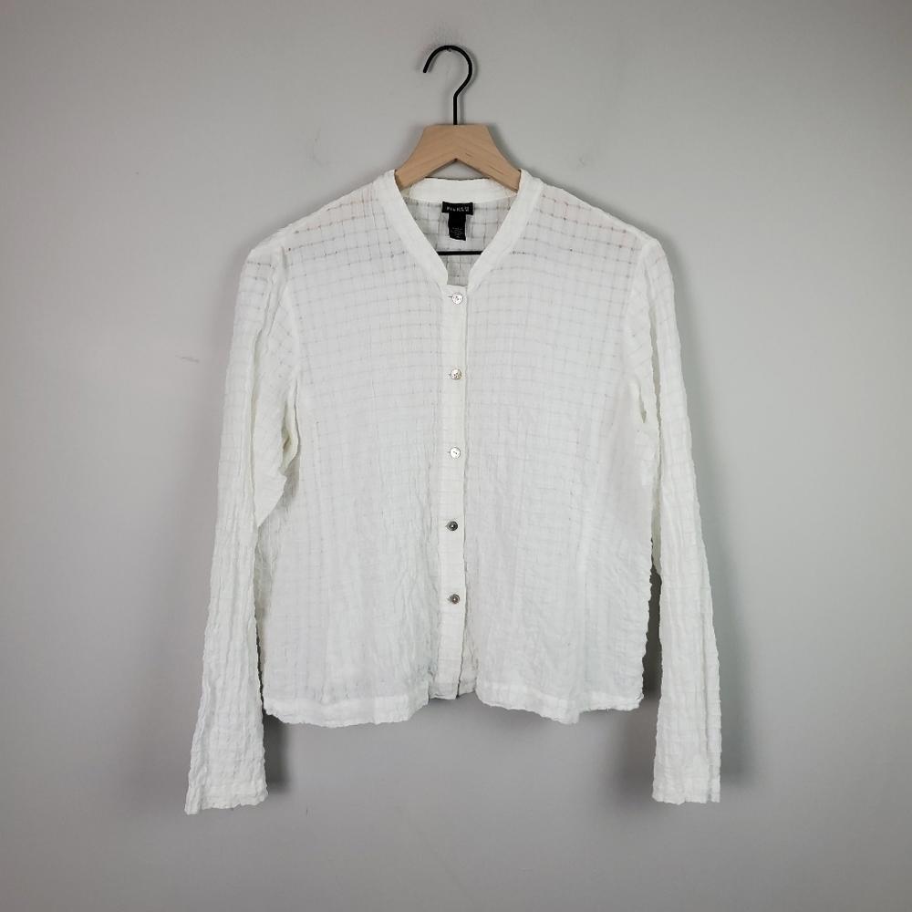 Eileen Fisher Button Front Lightweight Top Women Medium